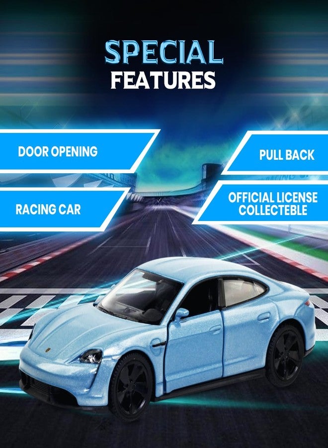 Rmz City 5 Inch Die Cast Porsche Taycan Turbo S 2020 Toy Car 1:40 Scale Model | Licensed Collectible Vehicle with Opening Doors & Pullback Action | International Series for Car Lovers | Sky Blue - Image 4